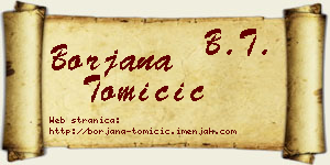 Borjana Tomičić vizit kartica